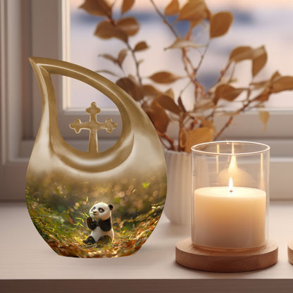 Medium-sized Panda Urn with Cross Drop design, 