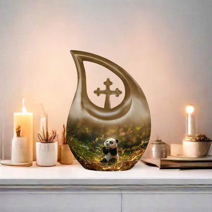 Medium-sized Panda Urn with Cross Drop design, 