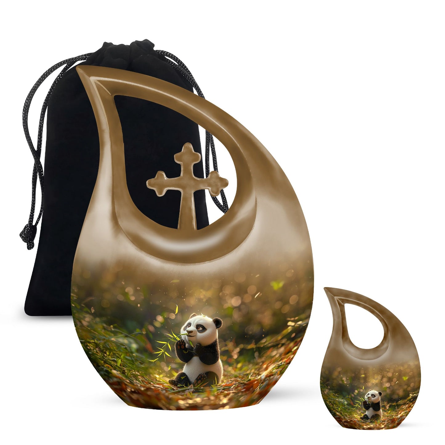 Personalized Panda Cremation Urn for Human Ashes - 10-inch, 200 cu in - Yatskia