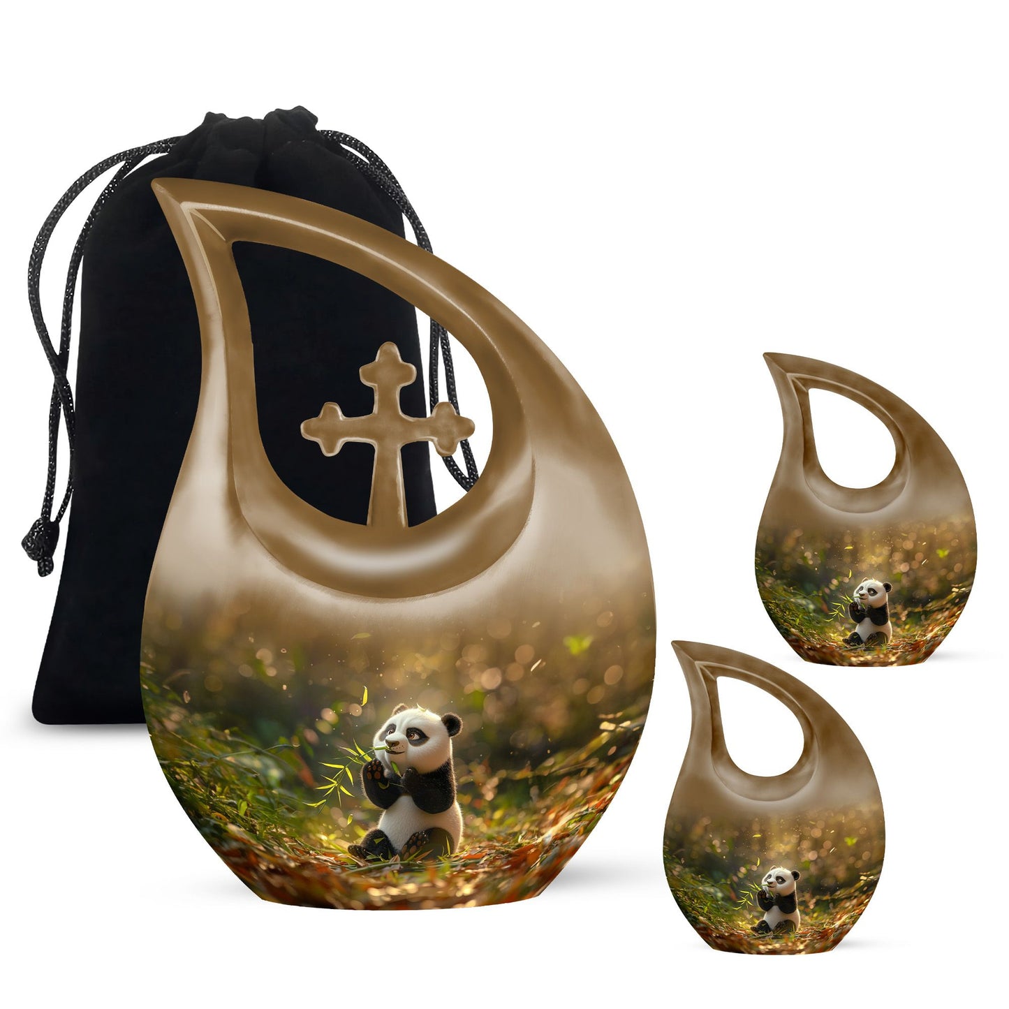 Personalized Panda Cremation Urn for Human Ashes - 10-inch, 200 cu in - Yatskia