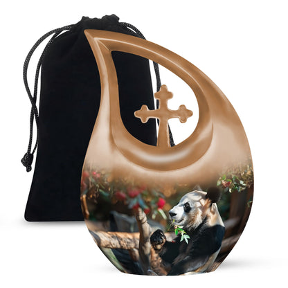 10-inch Panda themed Cross Drop Memorial Urn.
