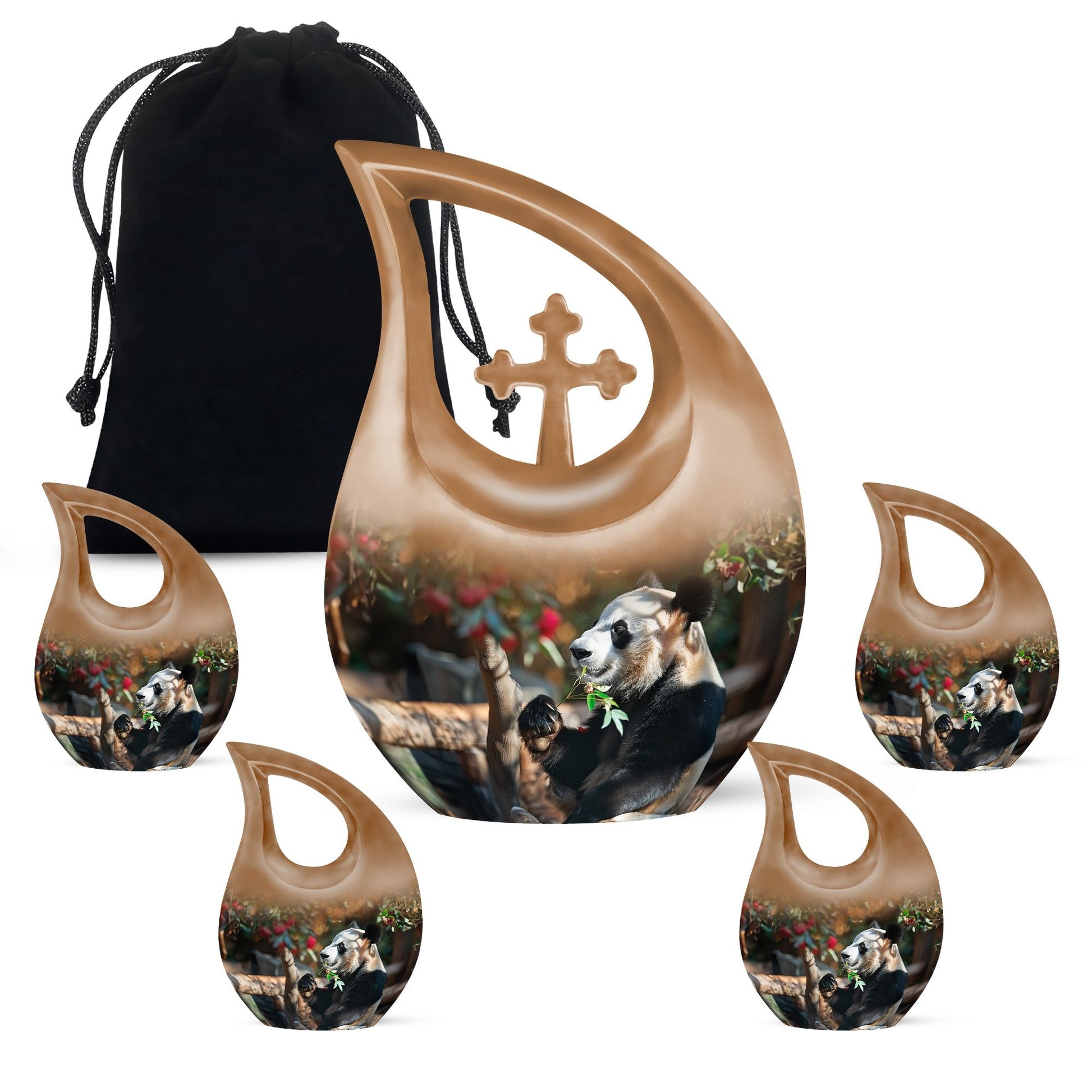 Panda Theme Large Urn With 4 Keepsake Urn