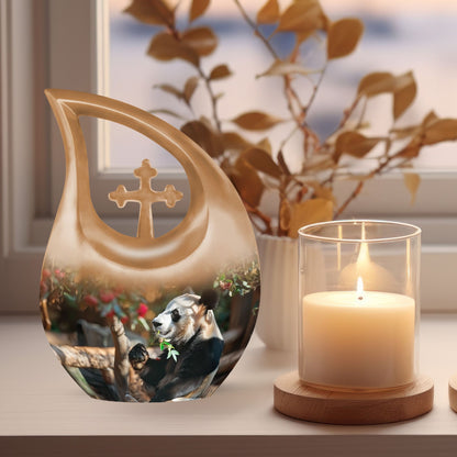 10-inch Panda themed Cross Drop Memorial Urn.