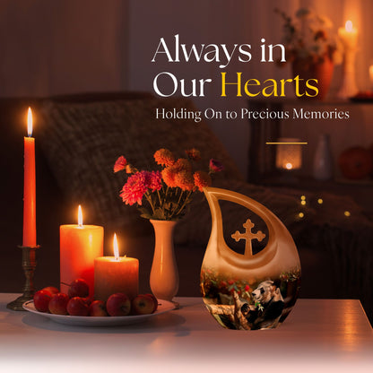 10-inch Panda themed Cross Drop Memorial Urn.