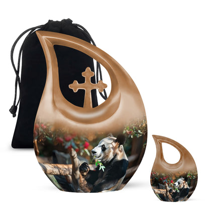 Personalized Panda Cremation Urn for Human Ashes - 10-inch, 200 cu in - Yatskia