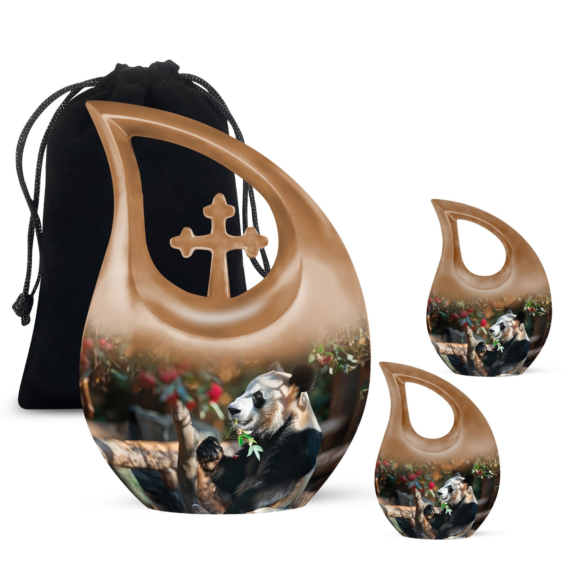 Panda Theme Large Urn With 2 Keepsake Urn