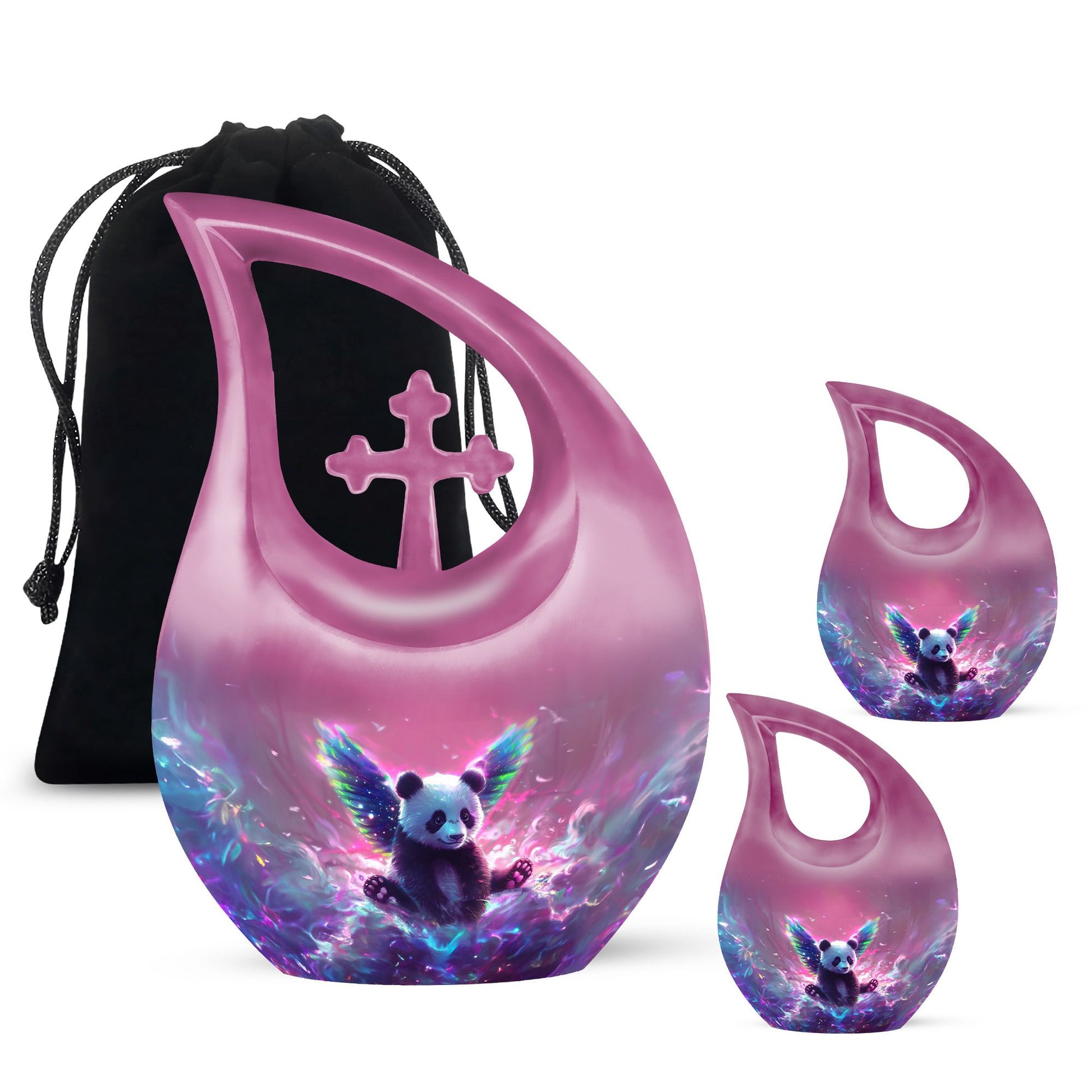 Panda Theme Large Urn With 2 Keepsake Urn