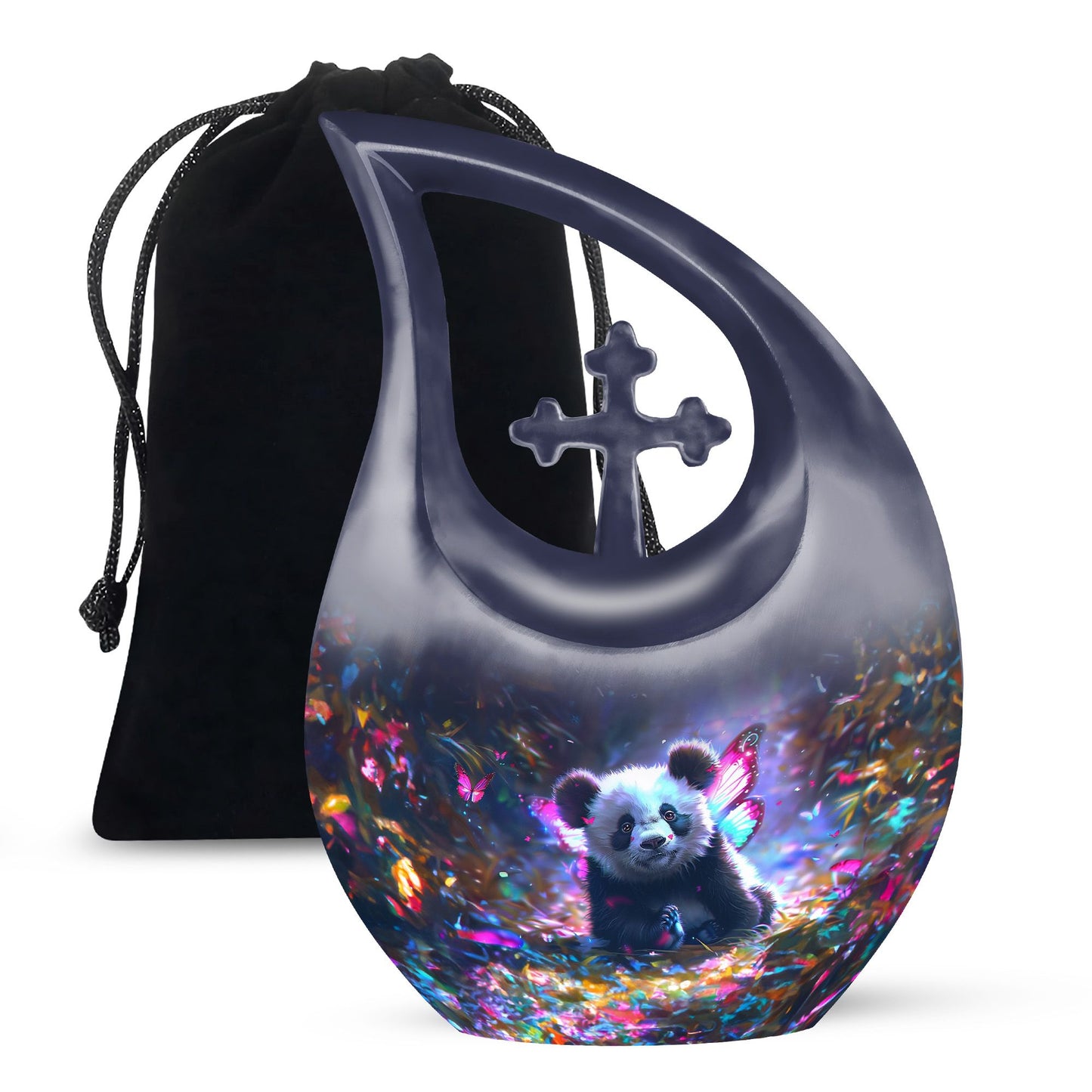 10-inch Panda Cross Drop memorial urn