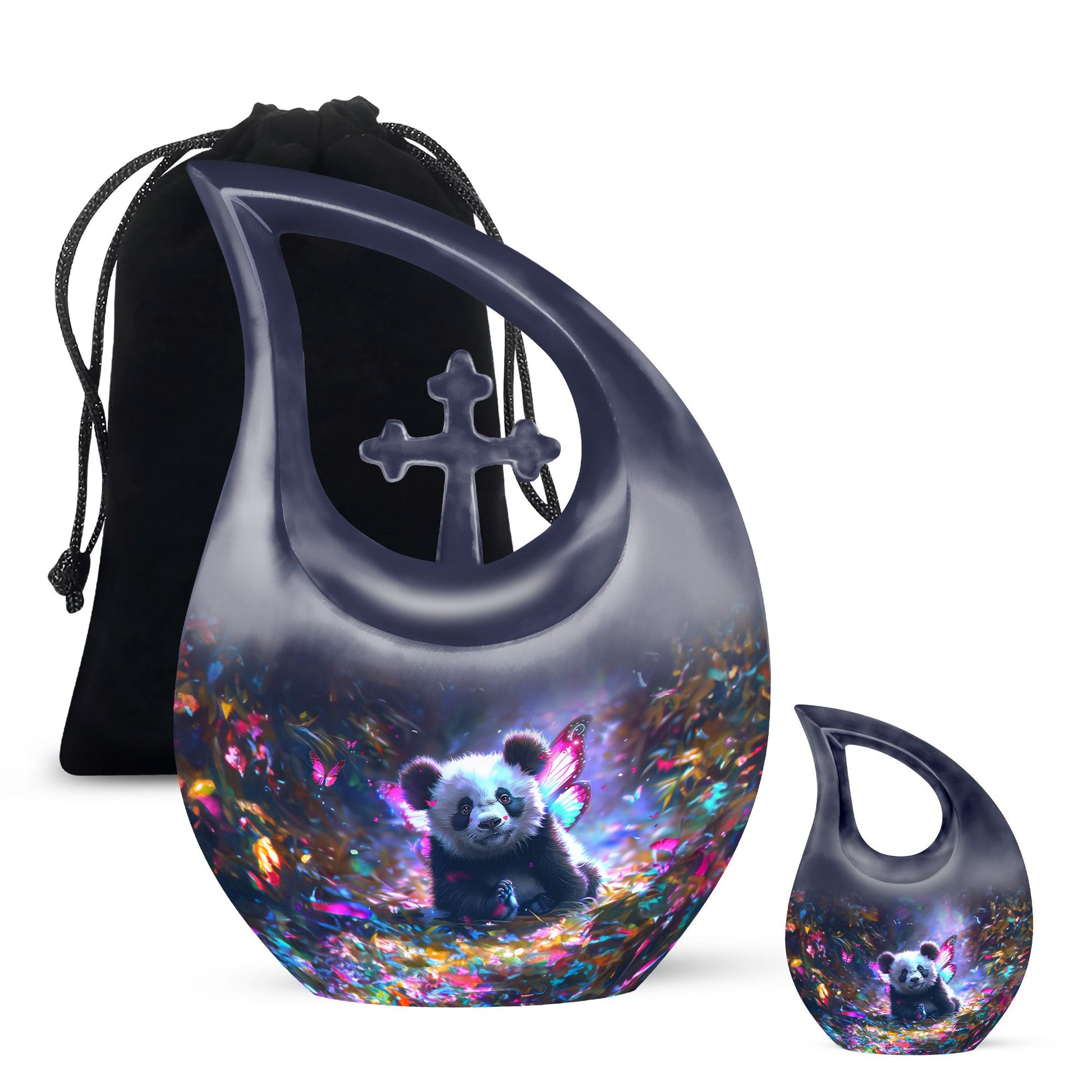 Panda Theme Large Urn With 1 Keepsake Urn
