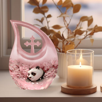 10-inch Panda-themed Cross Drop extra large urn 