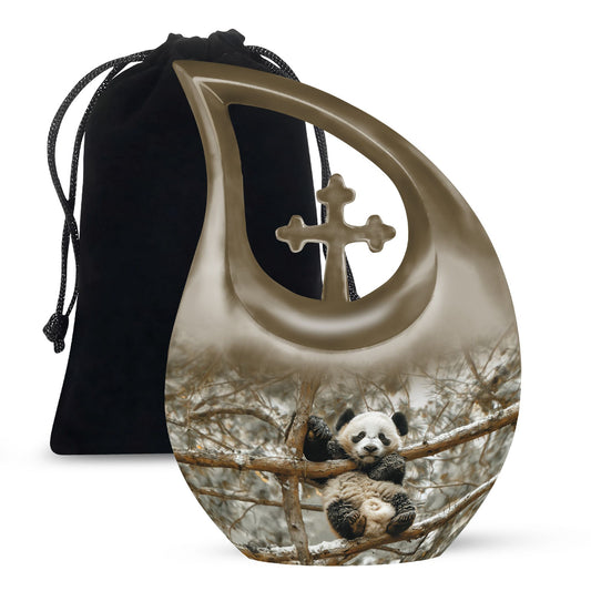 10-inch Panda Urn with cross drop urn