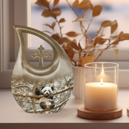 10-inch Panda Urn with cross drop urn