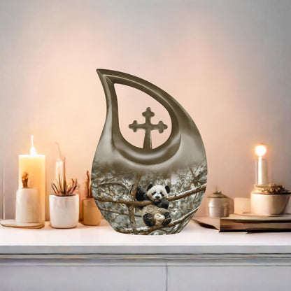 10-inch Panda Urn with cross drop urn