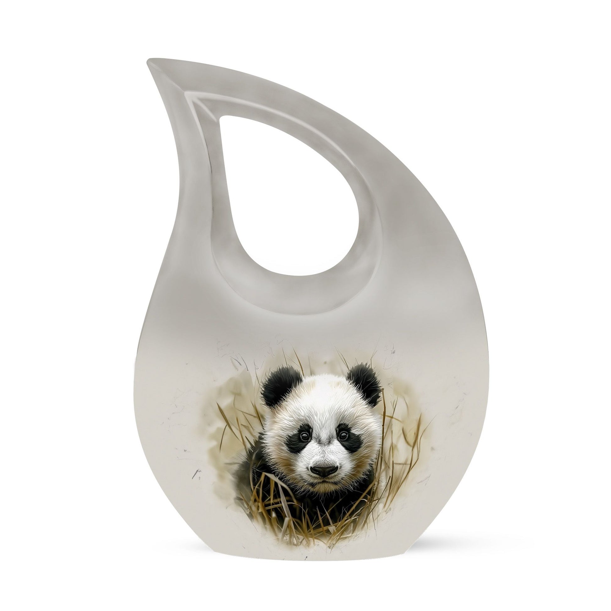 10-inch Panda themed Cross Drop Aluminium Urn 