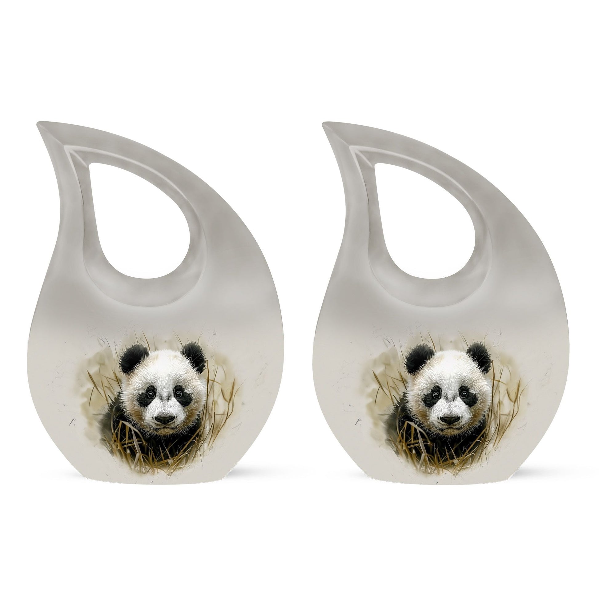 10-inch Panda themed Cross Drop Aluminium Urn 