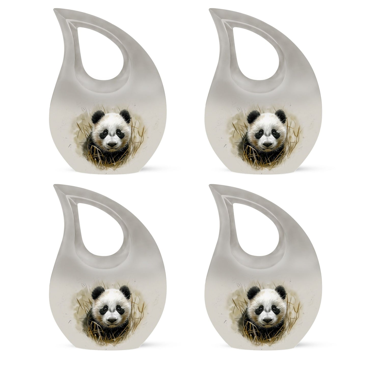 10-inch Panda themed Cross Drop Aluminium Urn 