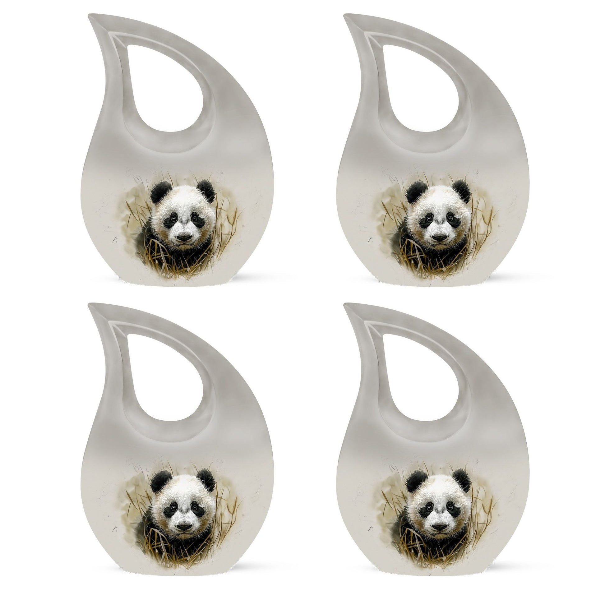 10-inch Panda themed Cross Drop Aluminium Urn 