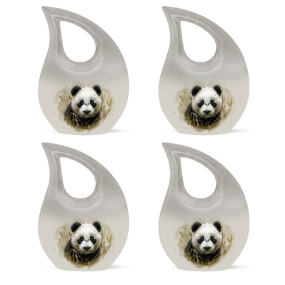 10-inch Panda themed Cross Drop Aluminium Urn 