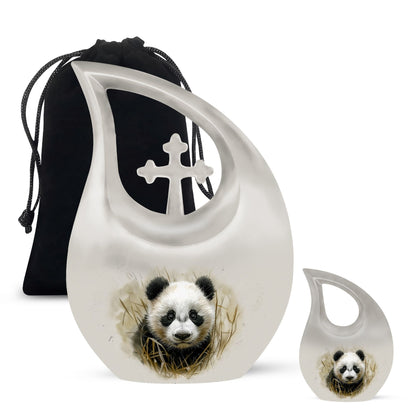 Personalized Panda Cremation Urn for Human Ashes - 10-inch, 200 cu in - Yatskia
