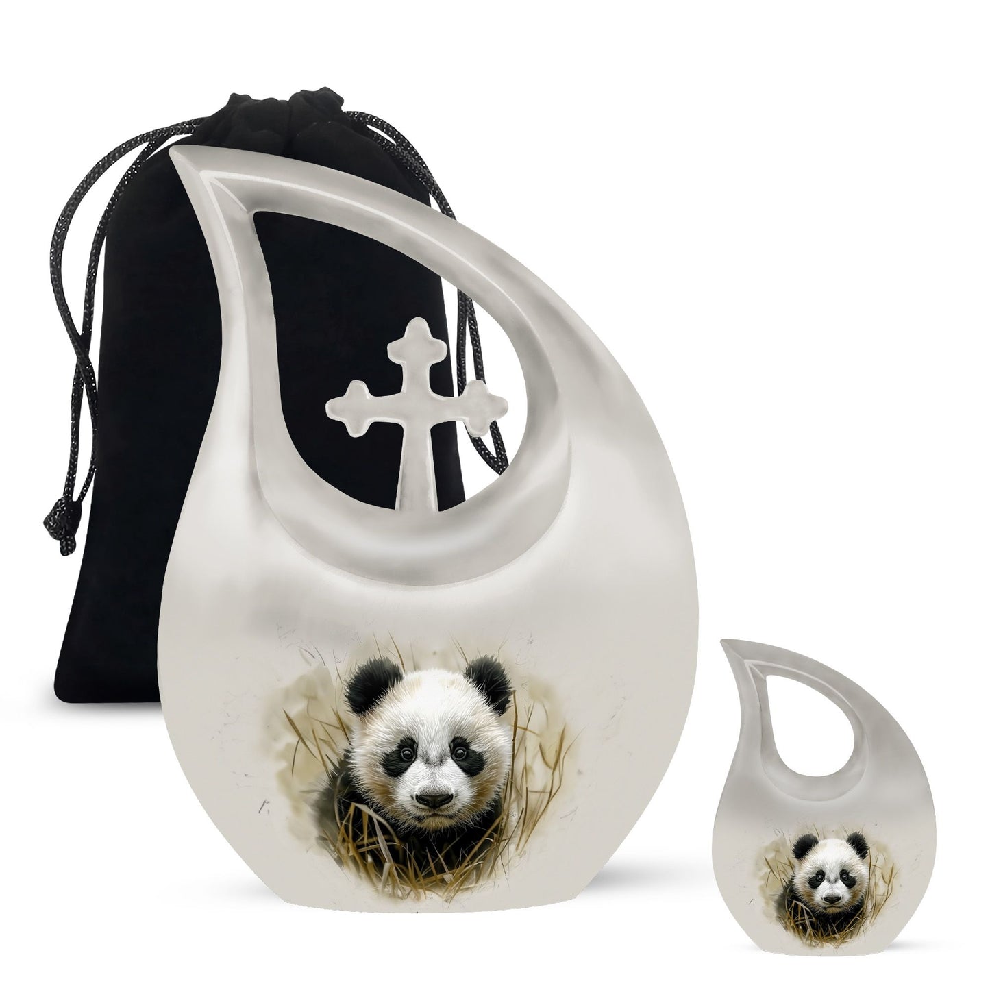 Personalized Panda Cremation Urn for Human Ashes - 10-inch, 200 cu in - Yatskia