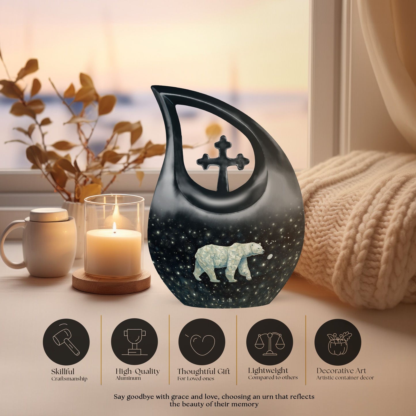 10 inch Polar Bear Urn