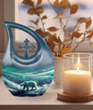 10-inch Polar Bear themed Cross-Drop personalized urn