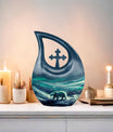 10-inch Polar Bear themed Cross-Drop personalized urn