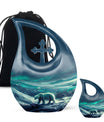 Polar Bear Theme Large Urn With 1 Keepsake Urn
