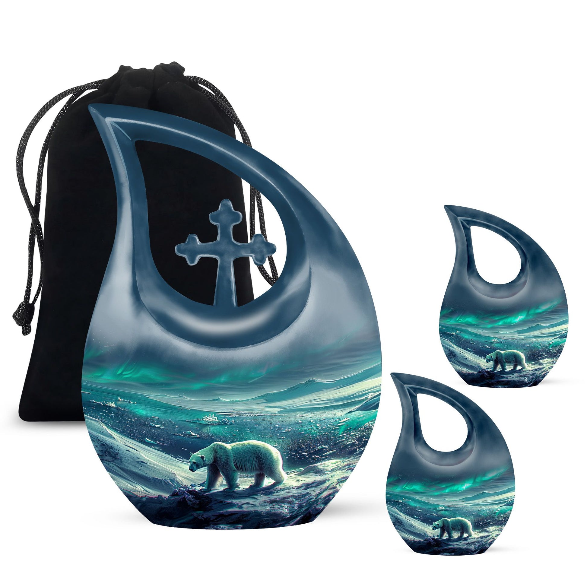 Polar Bear Theme Large Urn With 2 Keepsake Urn