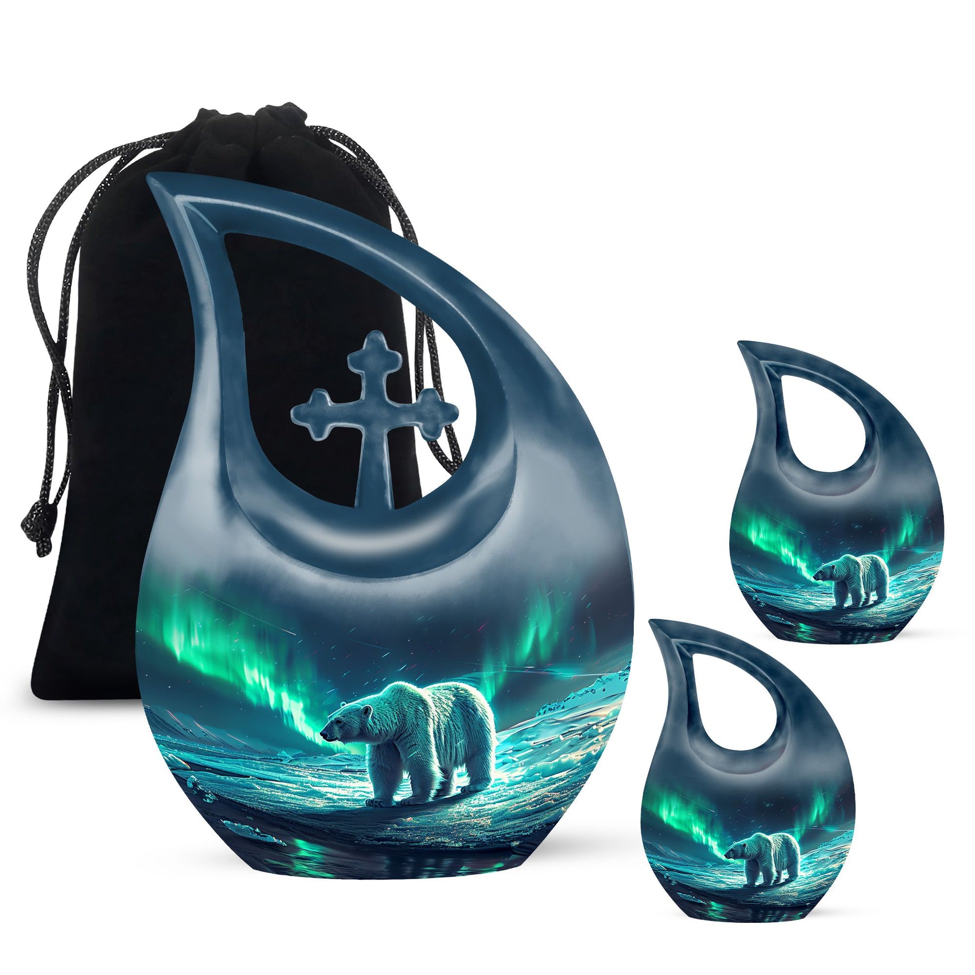 Polar Bear Theme Large Urn With 2 Keepsake Urn