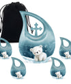Polar Bear Memorial Urn - Blue Small Urns For Human Ashes For Adult