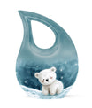 10 Inch Polar Bear Urn with Cross Drop design