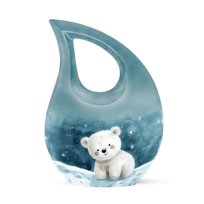 10 Inch Polar Bear Urn with Cross Drop design