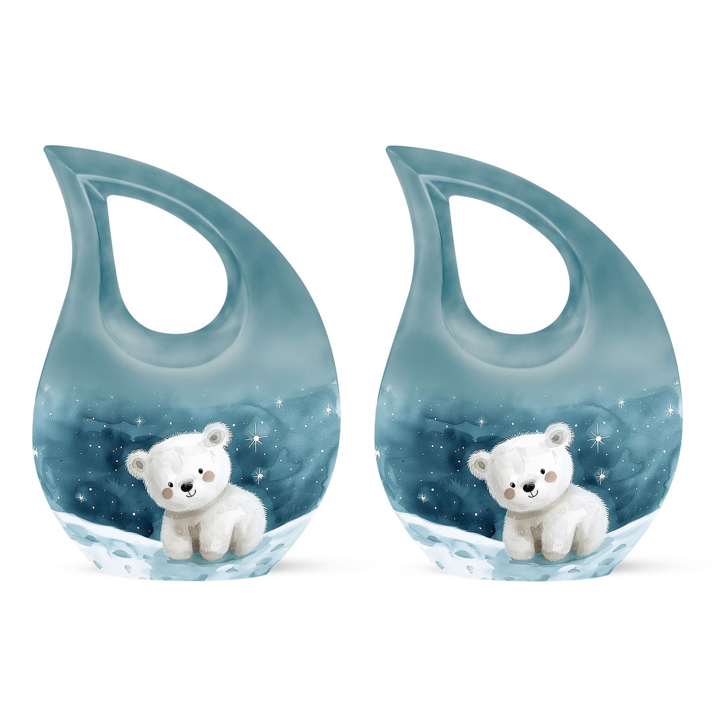 10 Inch Polar Bear Urn with Cross Drop design