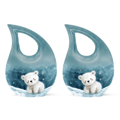 10 Inch Polar Bear Urn with Cross Drop design