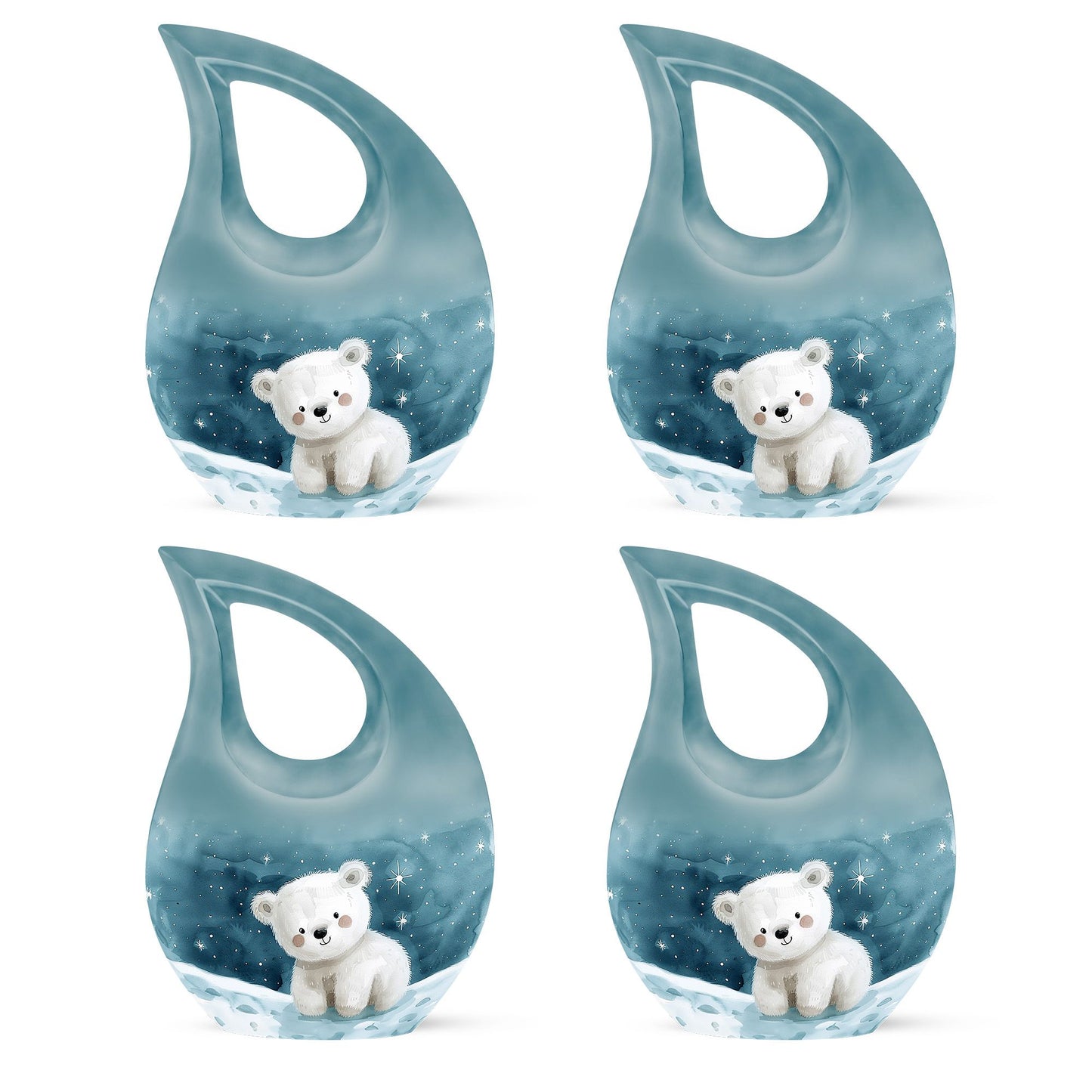 10 Inch Polar Bear Urn with Cross Drop design