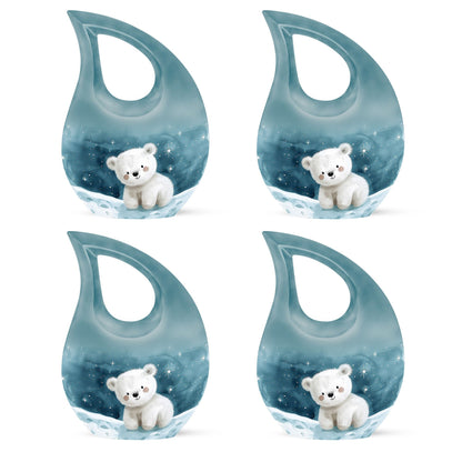 10 Inch Polar Bear Urn with Cross Drop design
