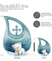 10 Inch Polar Bear Urn with Cross Drop design