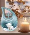 10 Inch Polar Bear Urn with Cross Drop design