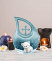 10 Inch Polar Bear Urn with Cross Drop design
