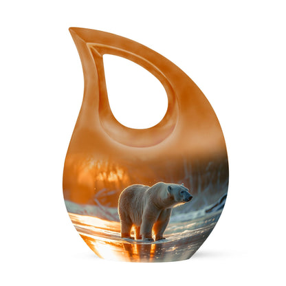 10-inch Polar Bear Urn, Cross Drop design