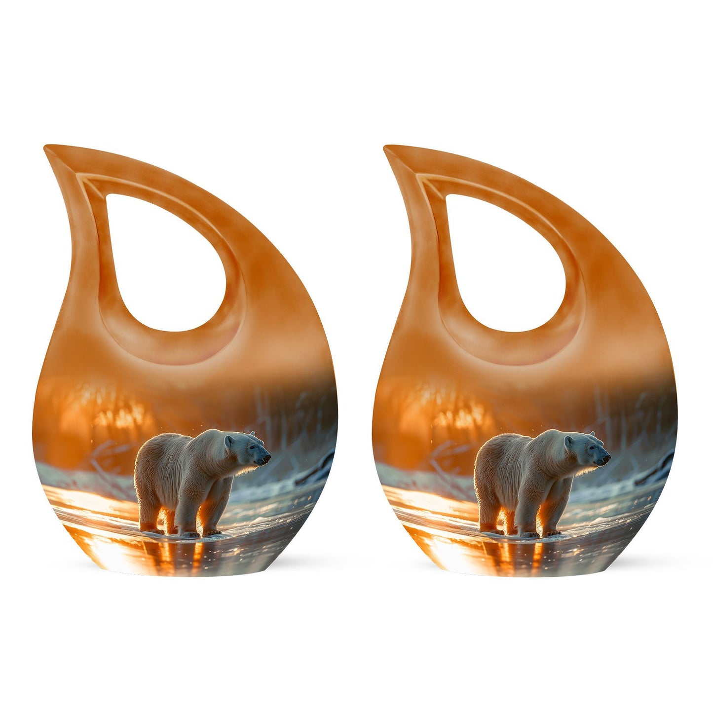 10-inch Polar Bear Urn, Cross Drop design