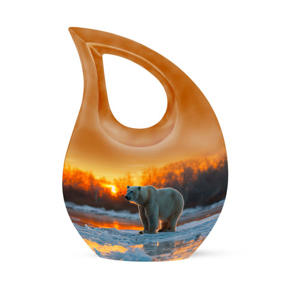 Affordable 10-inch Polar Bear Urn with Cross Drop design