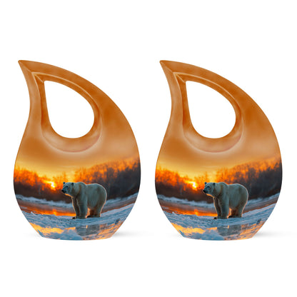 Affordable 10-inch Polar Bear Urn with Cross Drop design