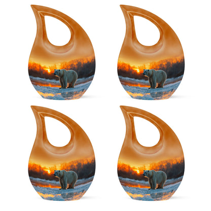 Affordable 10-inch Polar Bear Urn with Cross Drop design
