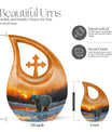 Affordable 10-inch Polar Bear Urn with Cross Drop design