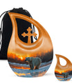 Affordable 10-inch Polar Bear Urn with Cross Drop design