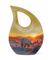 10 inch Polar Bear urn with cross-drop design for human ashes