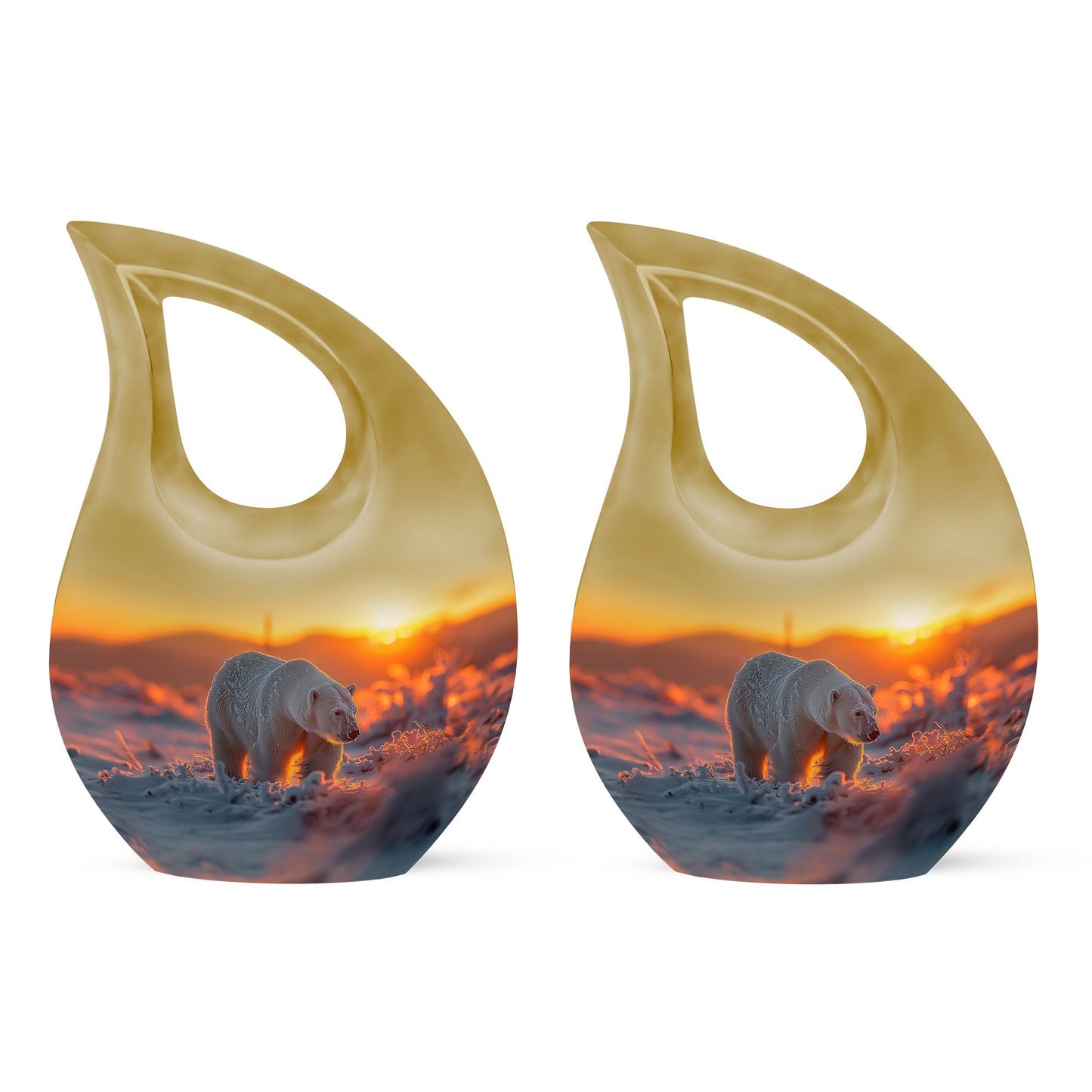 10 inch Polar Bear urn with cross-drop design for human ashes