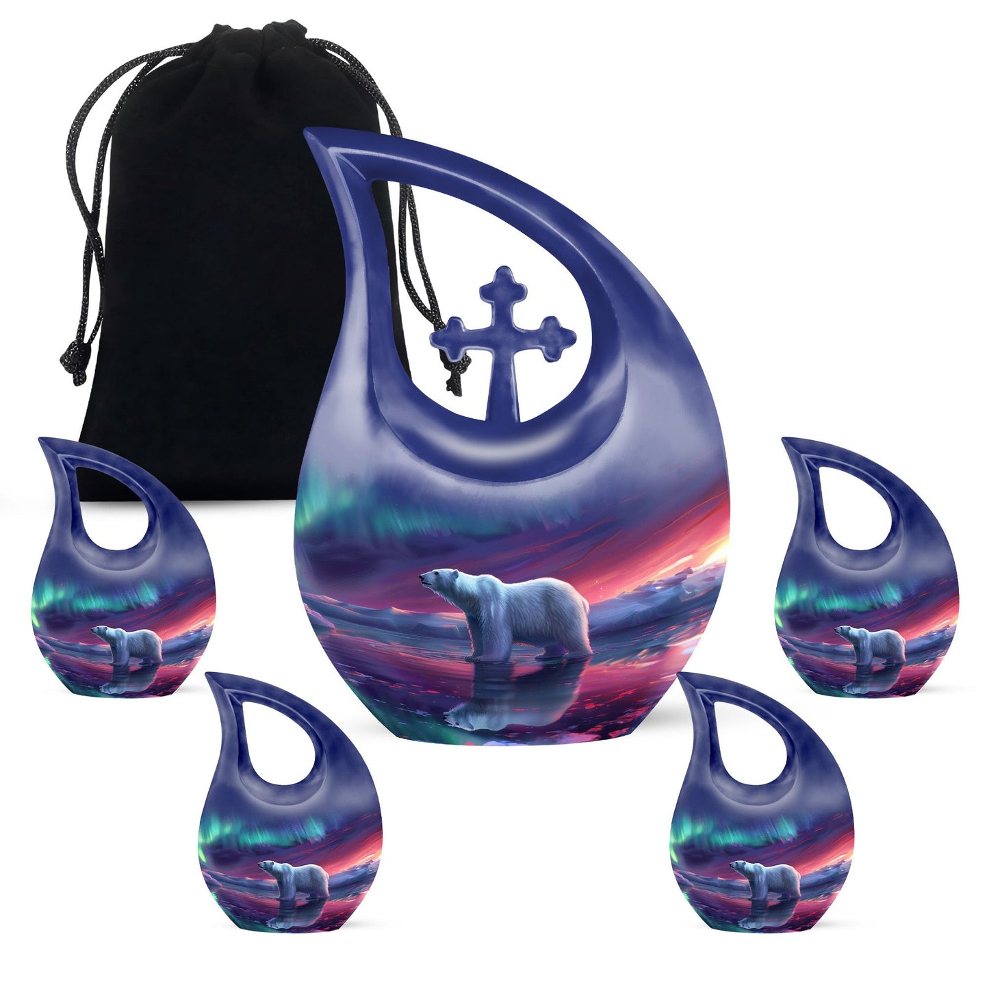 Large Polar Bear Urn, Cross Drop design.